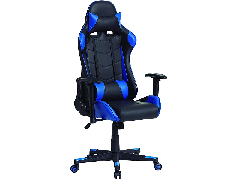 Fauteuil de bureau Gaming Racer professionnel Bleu, inclinaison et hauteur réglable