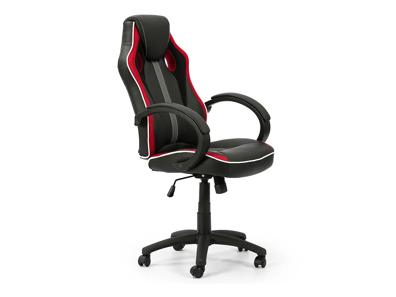 Fauteuil de Bureau réglable et inclinable Formula tapissé en Similicuir, Noir/Rouge
