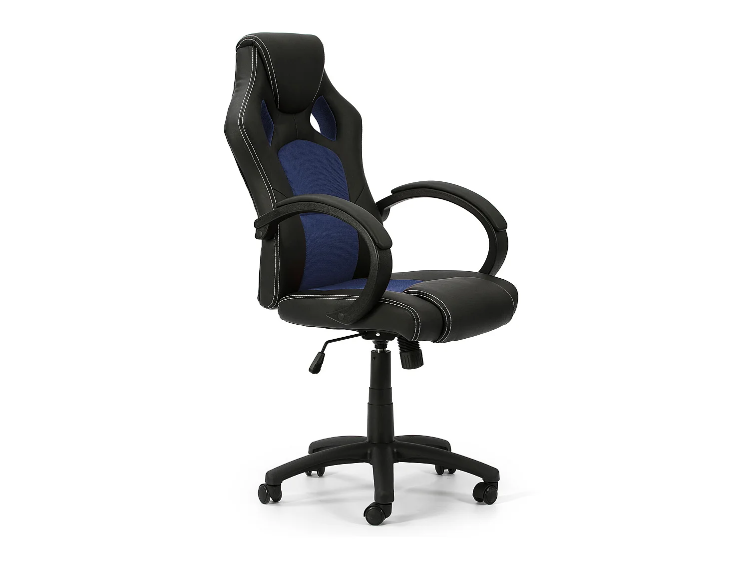 Fauteuil de Bureau réglable et inclinable Hamilton tapissé en Similicuir, Noir/Bleu