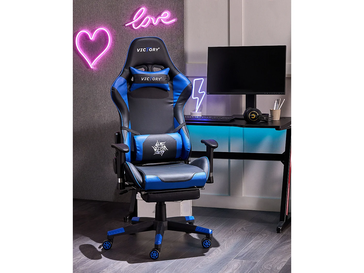 Gamestoel Draaibaar VICTORY Kunstleer Blauw