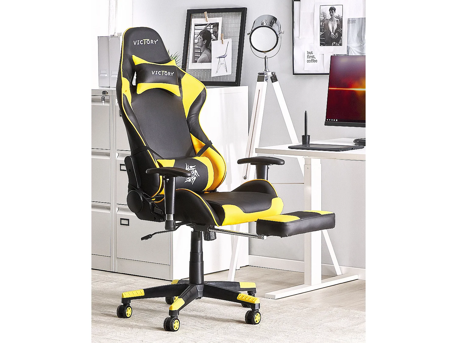 Siège de gaming VICTORY Cuir PU Jaune
