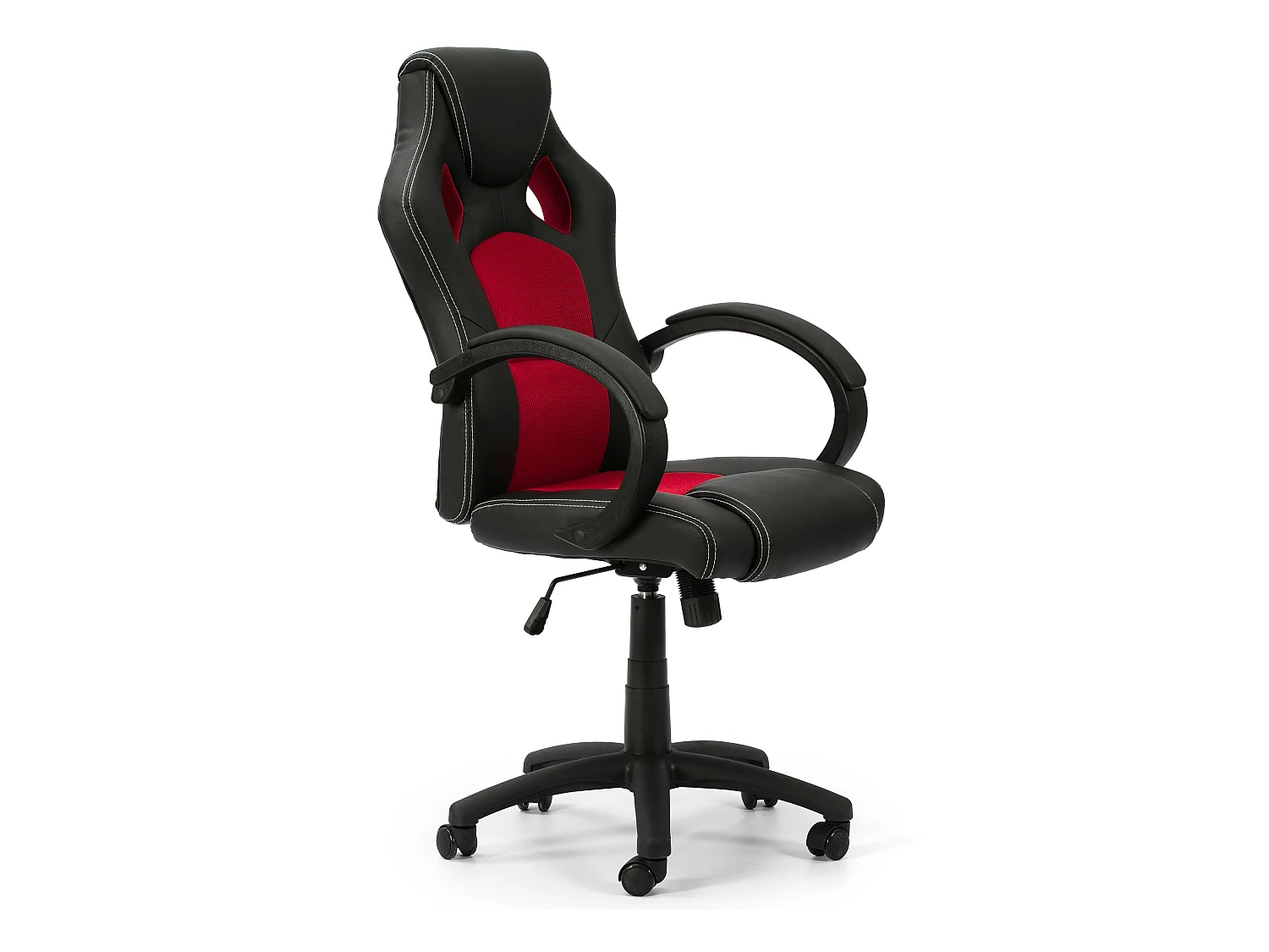 Fauteuil de Bureau réglable et inclinable Hamilton tapissé en Similicuir,Noir/Rouge