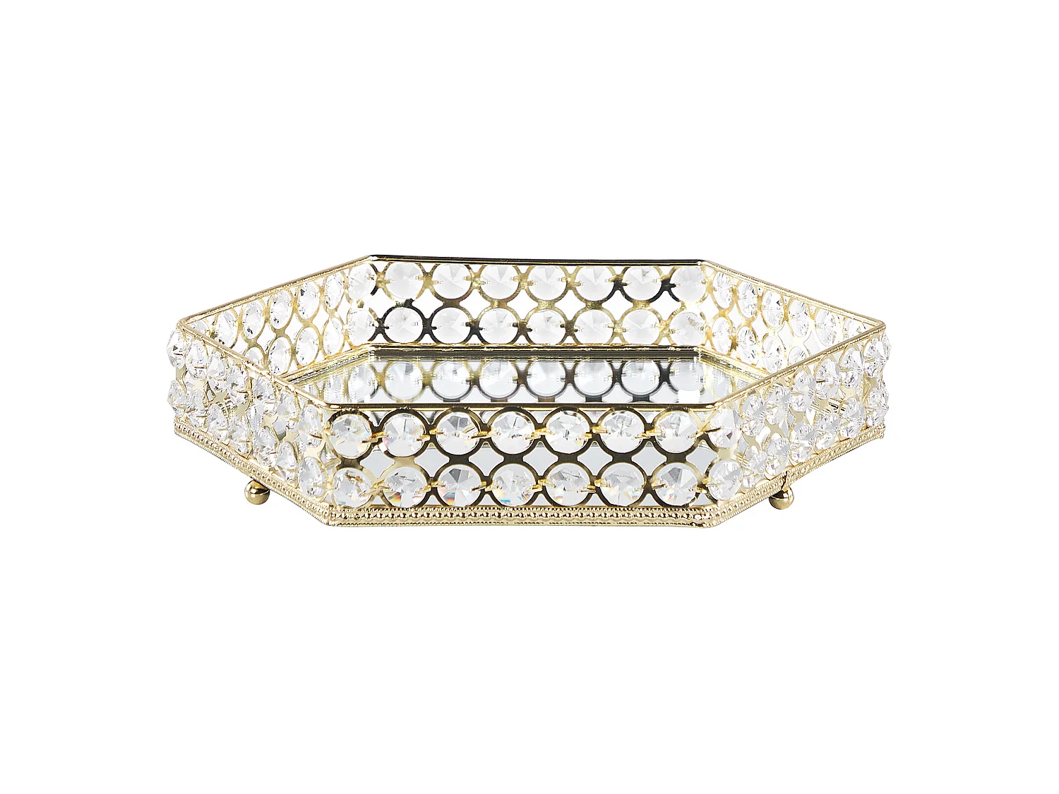 Plateau décoratif VATAN Verre Doré