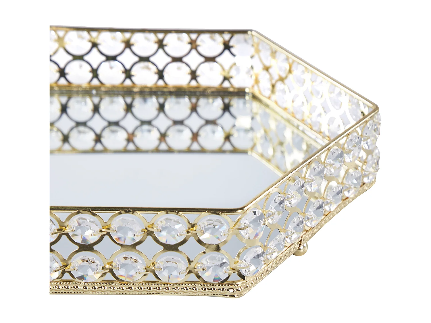 Plateau décoratif VATAN Verre Doré