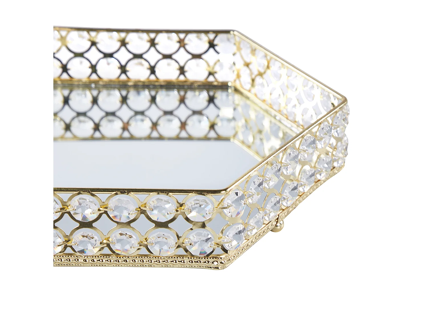 Plateau décoratif VATAN Effet miroir Verre Doré