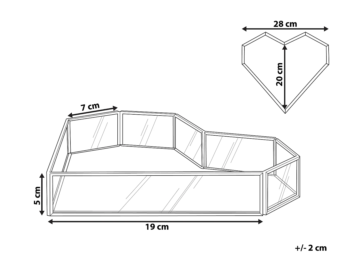 Plateau décoratif Cœur PONTIVY Verre Argenté