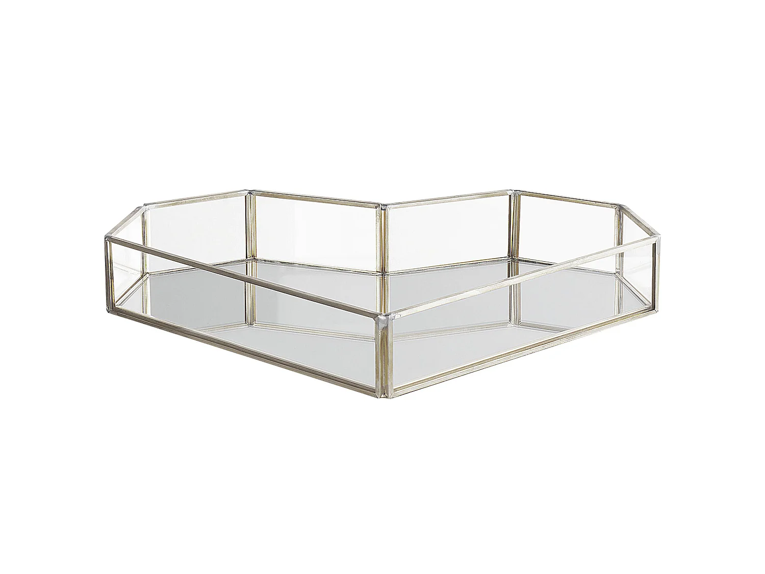 Dekotablett Herz PONTIVY Spiegeleffekt Glas Silber