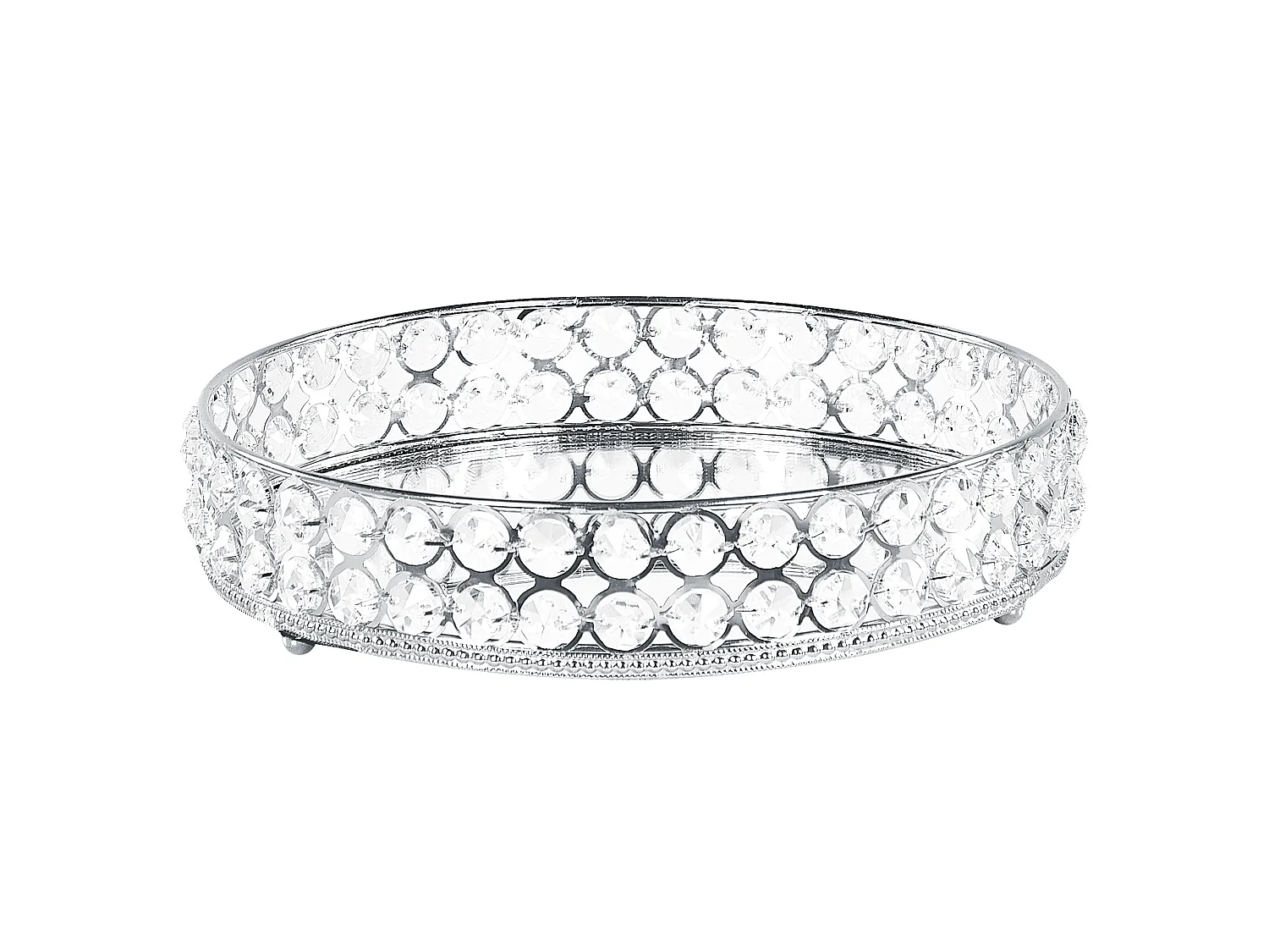 Elegantes Dekotablett ø 25 cm Spiegeleffekt rund in Silber