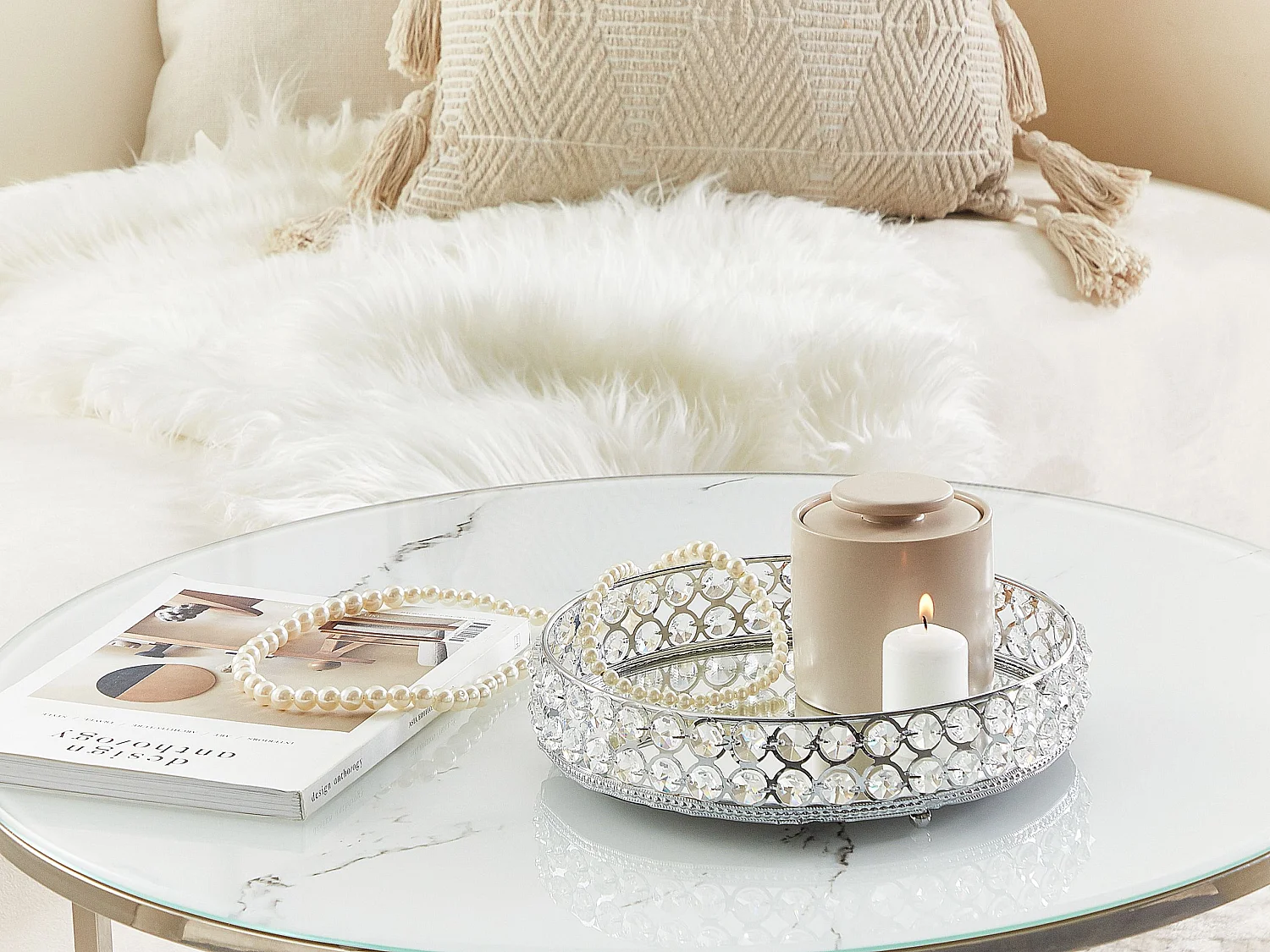 Decoratief dienblad VATAN Spiegeleffect Glas Zilver
