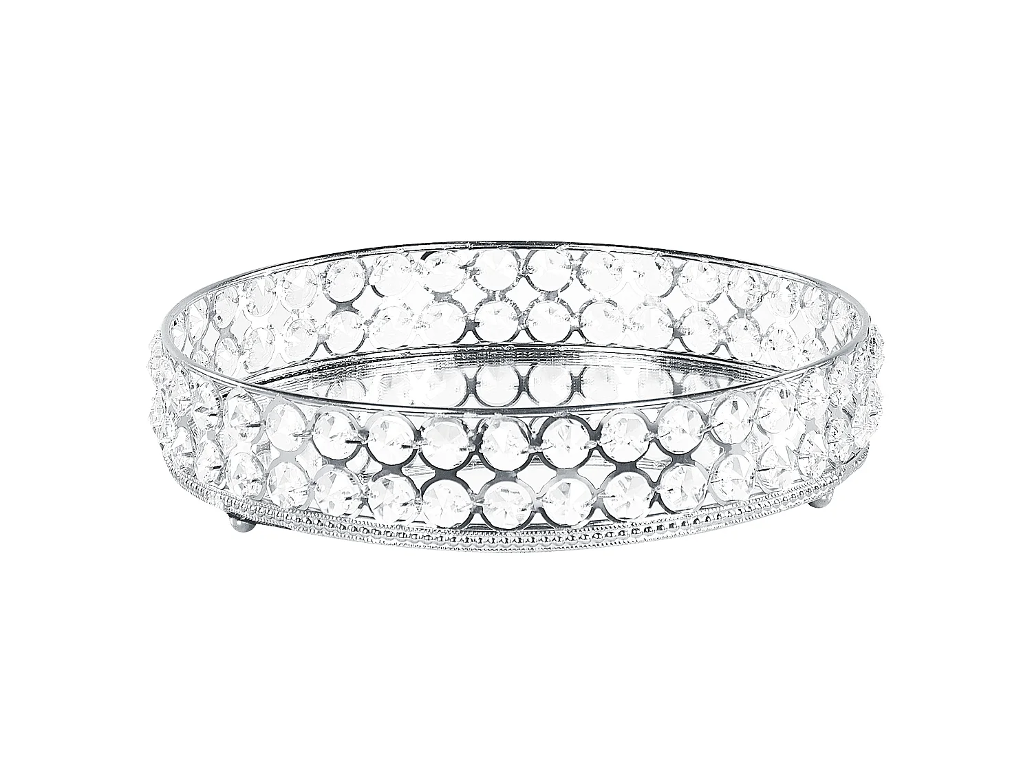 Elegantes Dekotablett ø 25 cm Spiegeleffekt rund in Silber