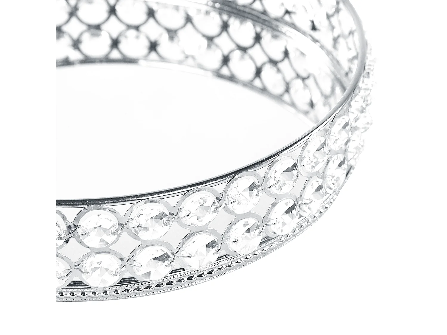 Elegantes Dekotablett ø 25 cm Spiegeleffekt rund in Silber