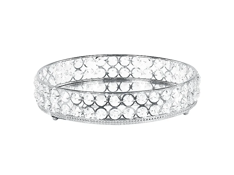 Elegantes Dekotablett ø 25 cm Spiegeleffekt rund in Silber