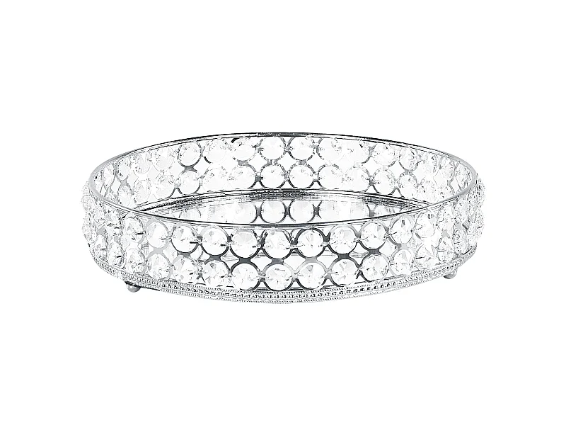 Elegantes Dekotablett ø 25 cm Spiegeleffekt rund in Silber
