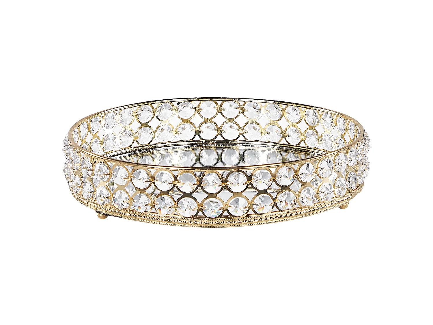 Elegantes Dekotablett ø 25 cm Spiegeleffekt rund in Gold