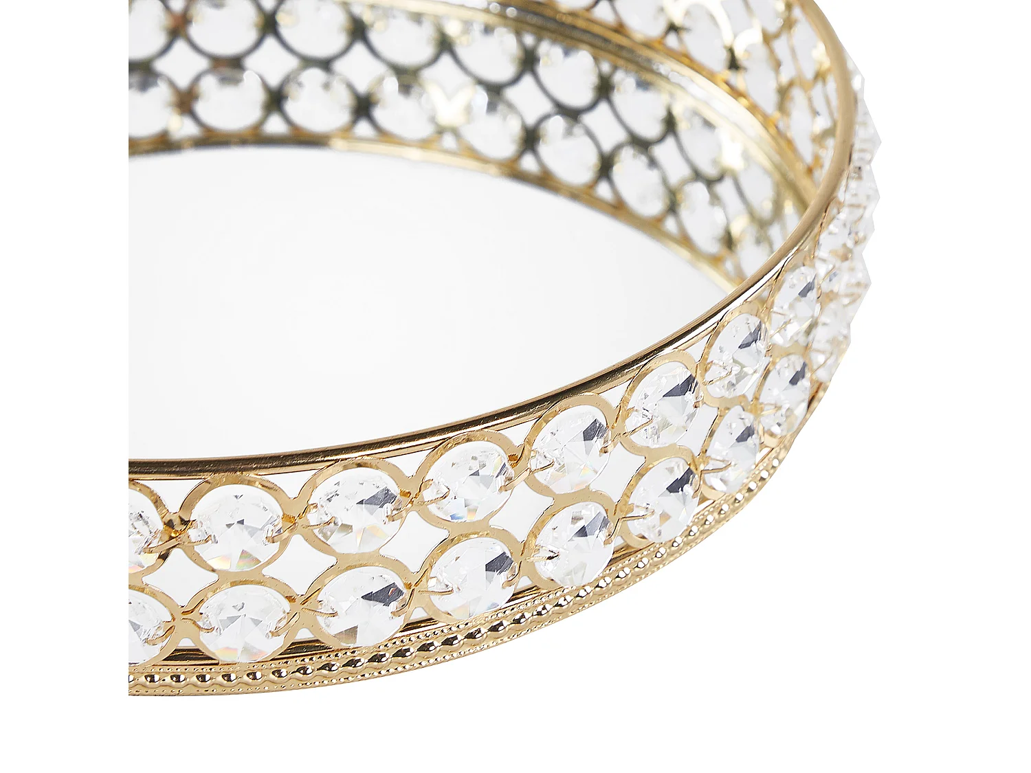 Elegantes Dekotablett ø 25 cm Spiegeleffekt rund in Gold