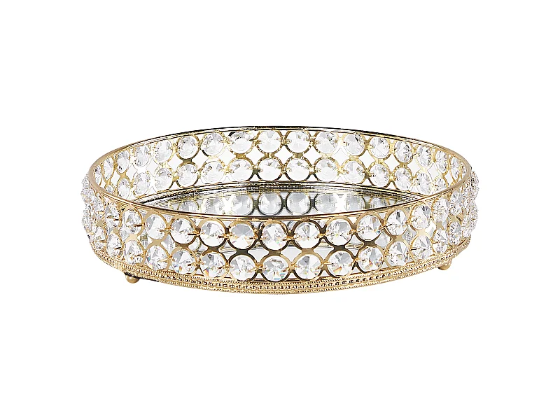 Elegantes Dekotablett ø 25 cm Spiegeleffekt rund in Gold