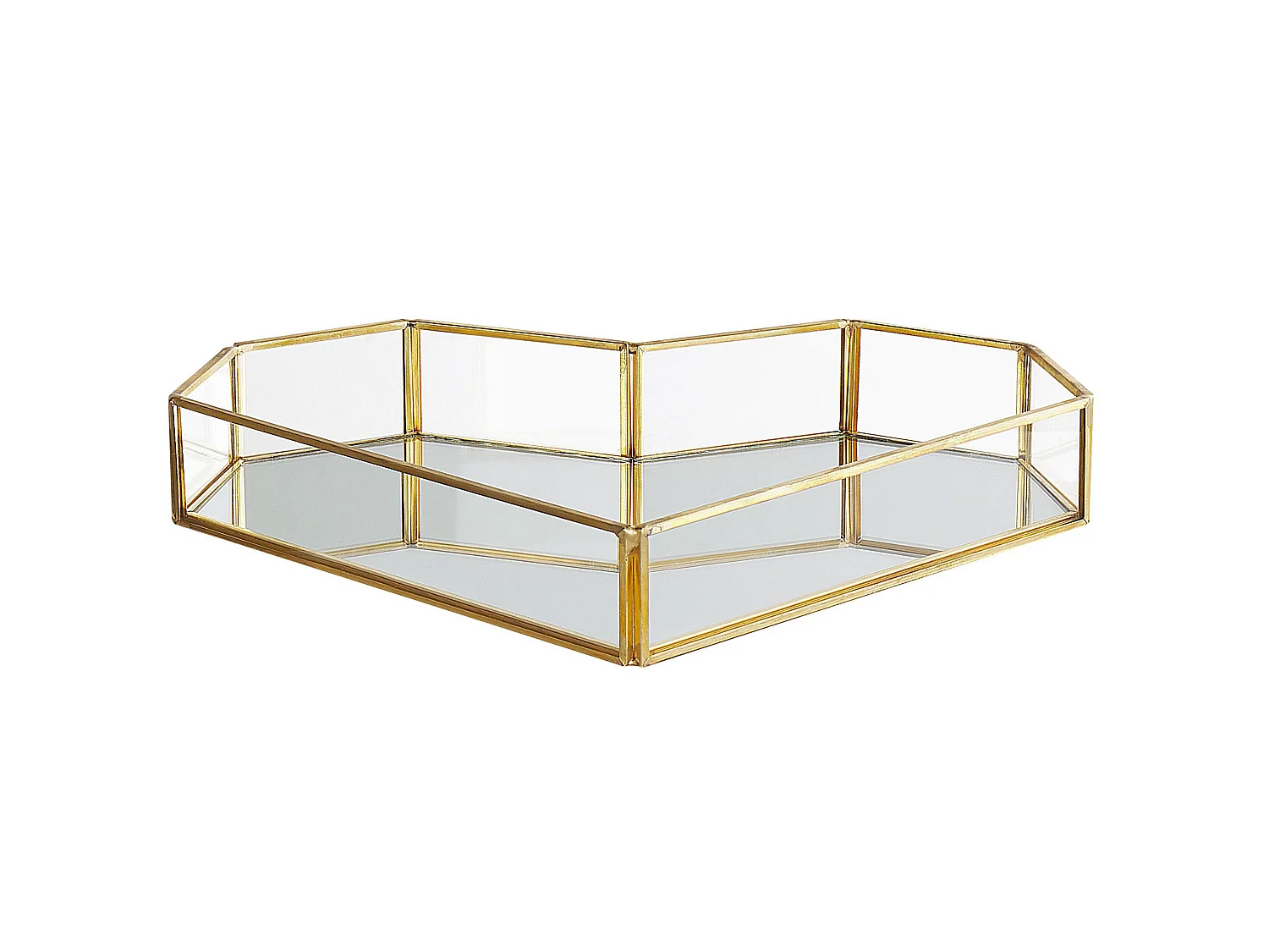 Decorative Tray Heart PONTIVY Glass Gold