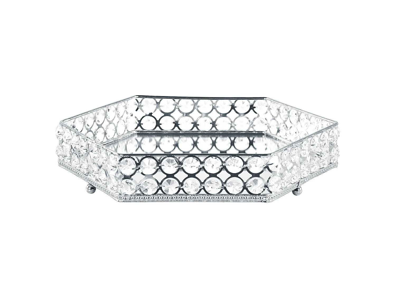 Plateau décoratif VATAN Verre Argenté