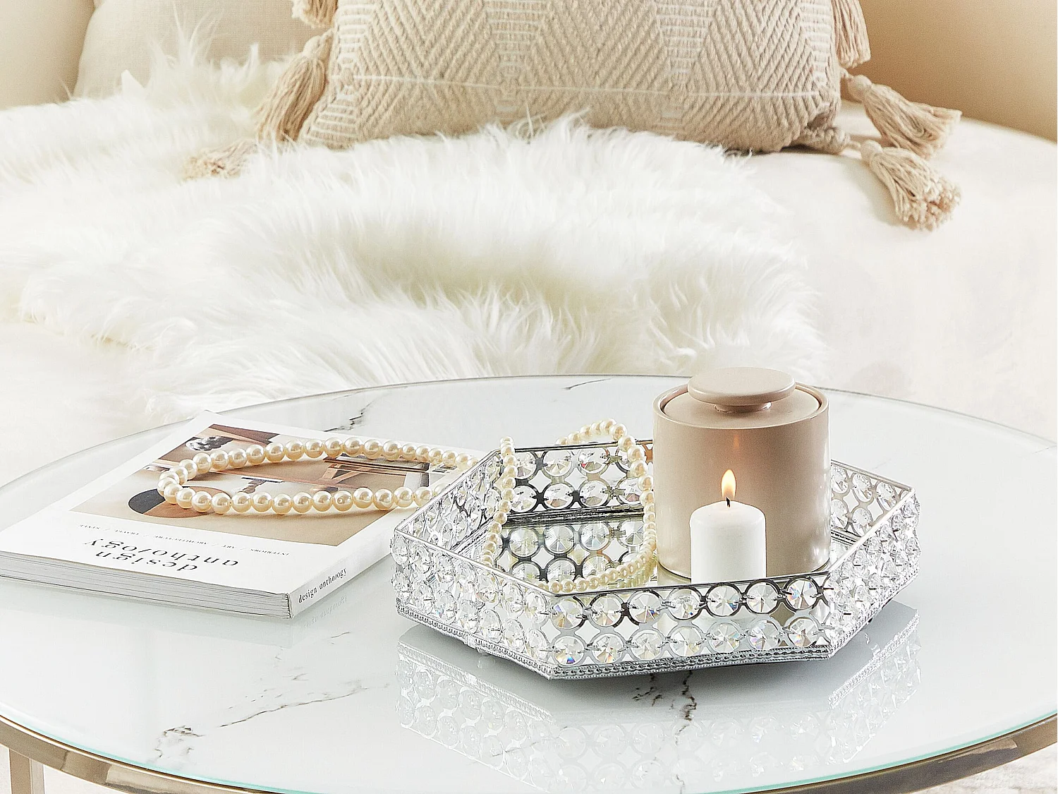 Plateau décoratif VATAN Verre Argenté