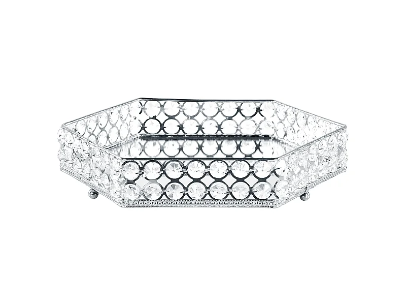 Plateau décoratif VATAN Verre Argenté