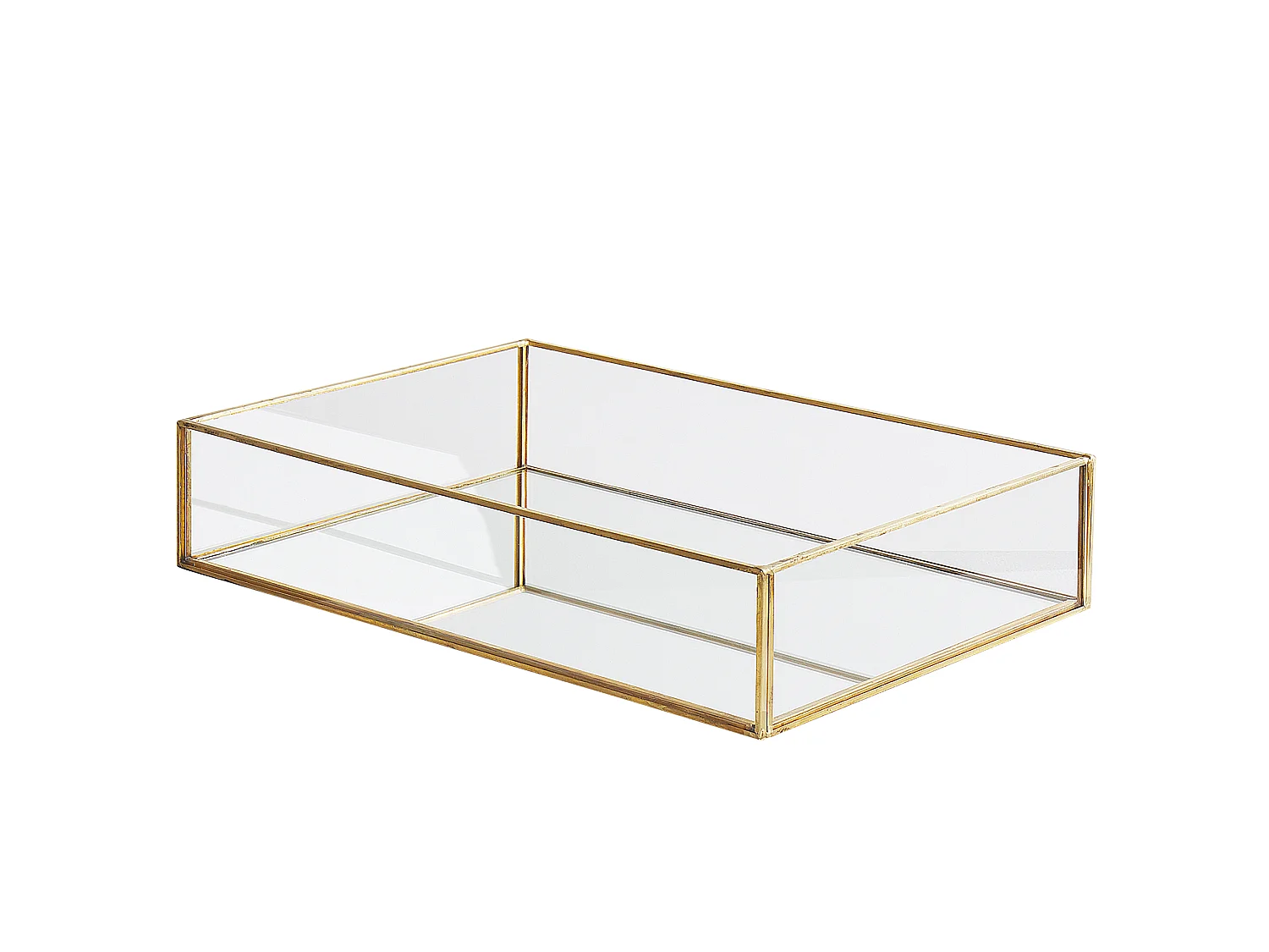 Bandeja decorativa GRENOBLE Espelhado Vidro Dourado