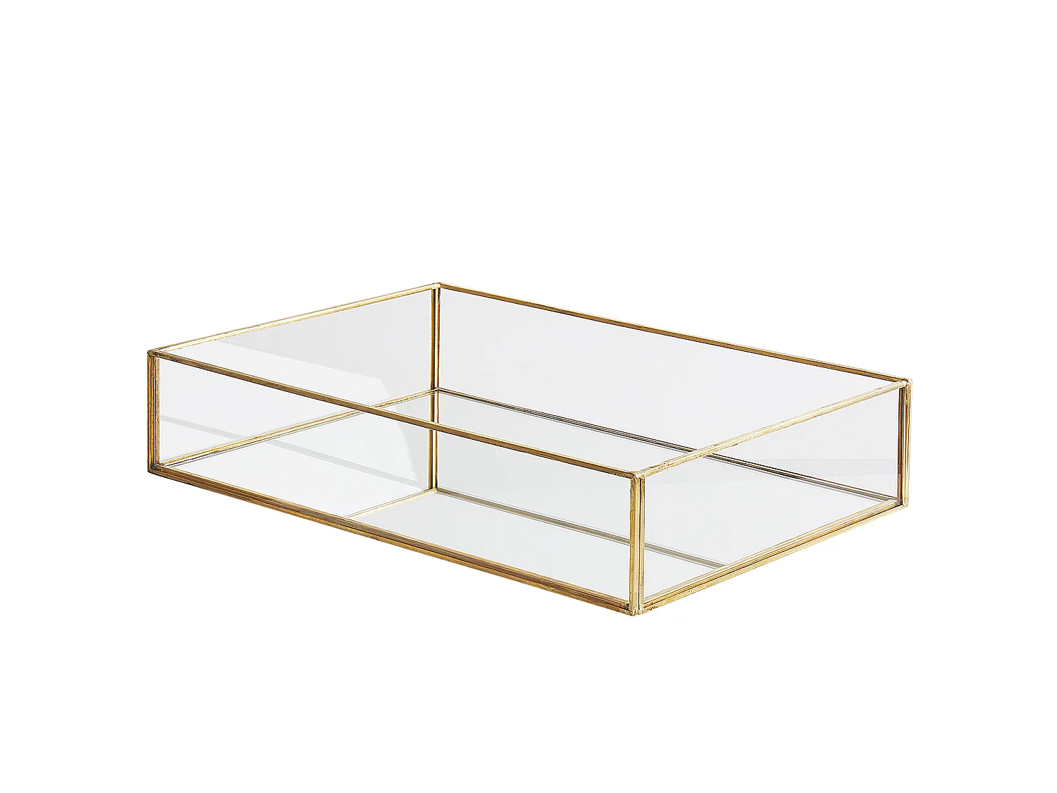 Bandeja decorativa GRENOBLE Espelhado Vidro Dourado