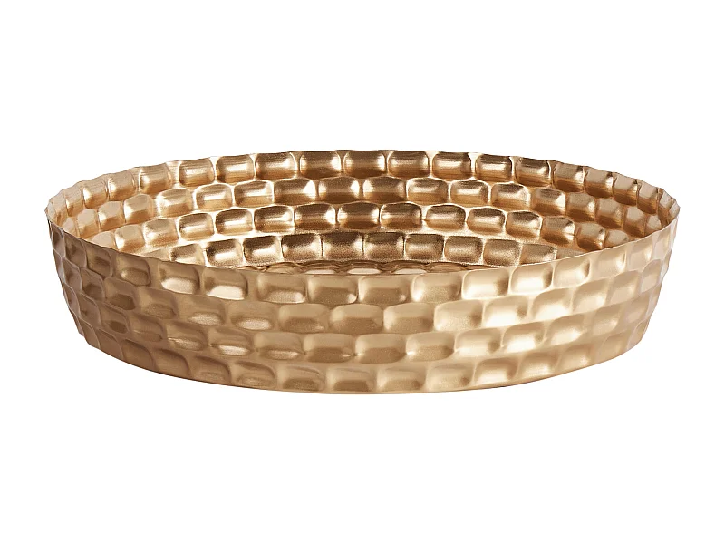 Rundes Deko-Tablett aus Eisen in Gold Glamour Look Suez