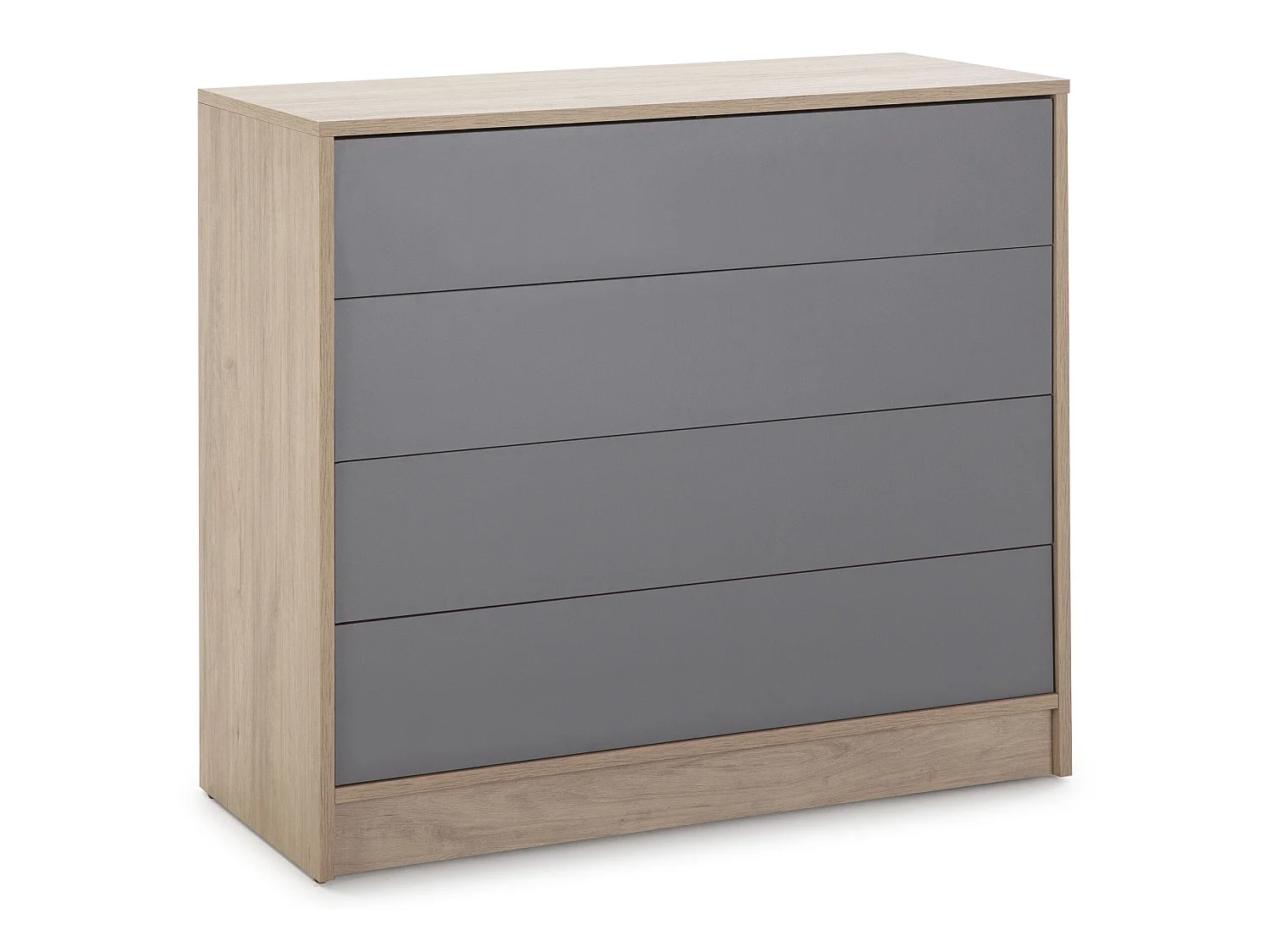 Cómoda de Noche Panama 4 cajones, Color Madera y Gris, 80 cm (Ancho) 40 cm (Profundo)