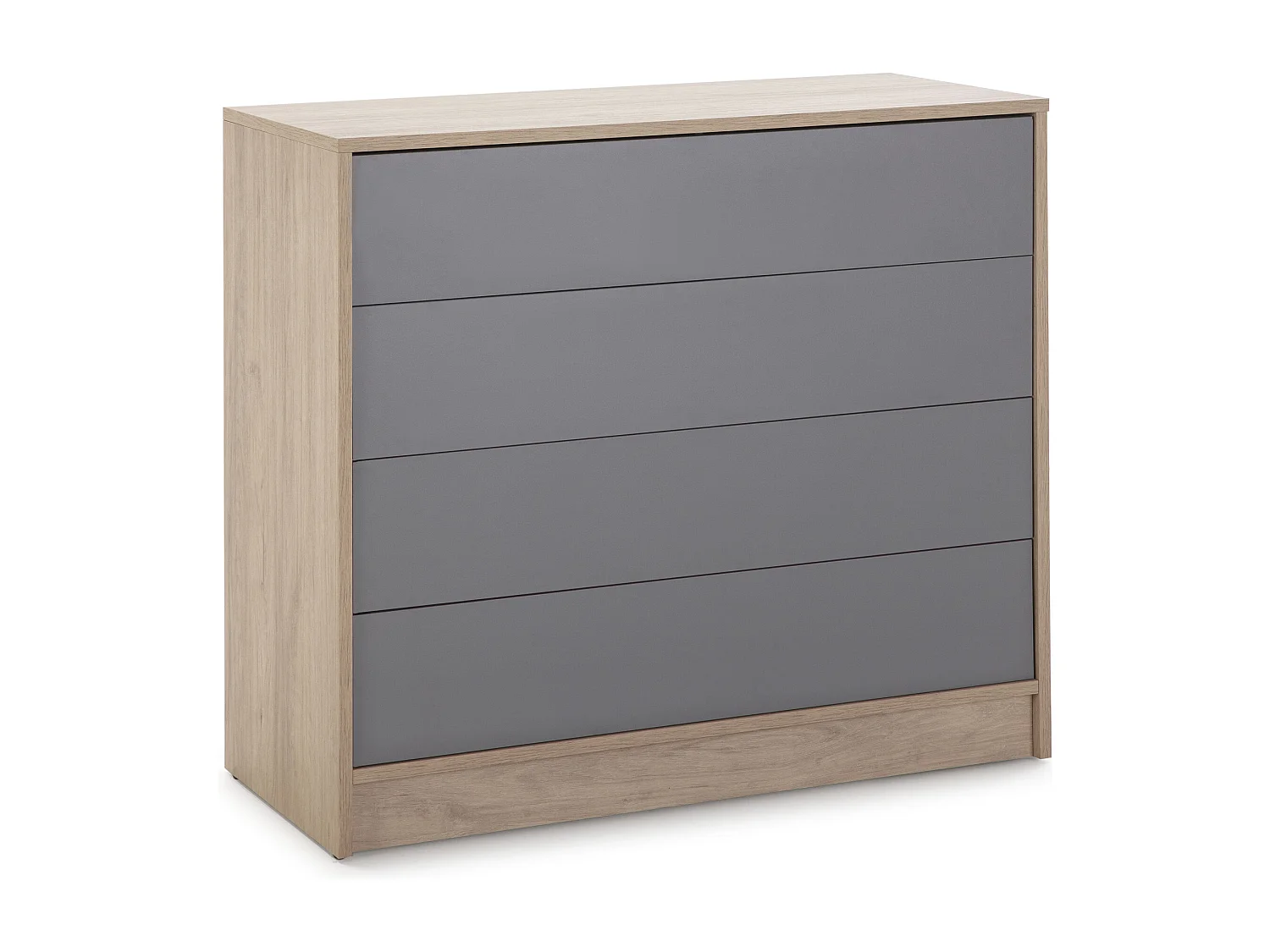 Cómoda de Noche Panama 4 cajones, Color Madera y Gris, 80 cm (Ancho) 40 cm (Profundo)
