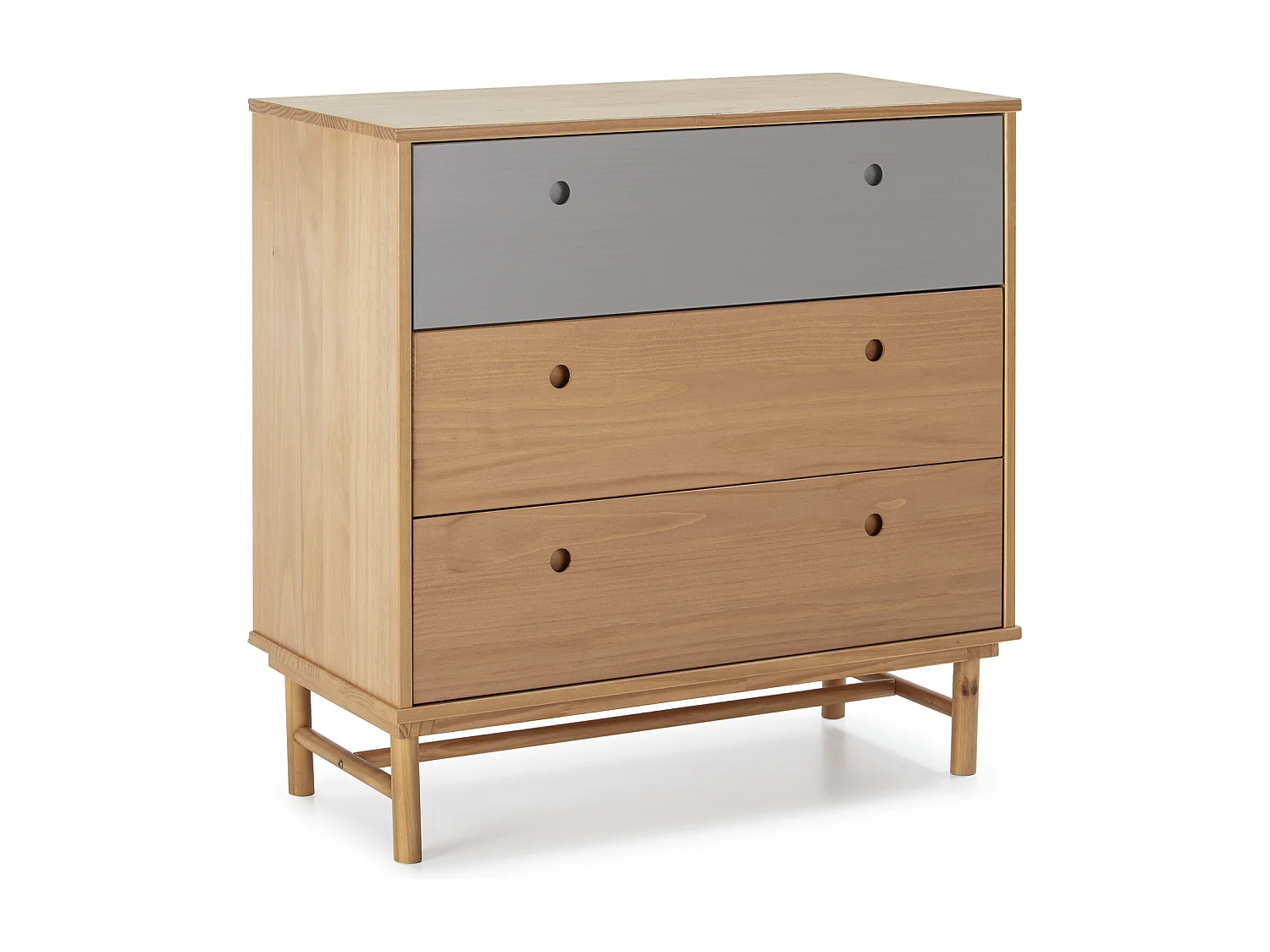 Cassettiera Magnus 3 cassetti, legno massiccio, 80 cm (larghezza) 40 cm (profondità) 82 cm (altezza)