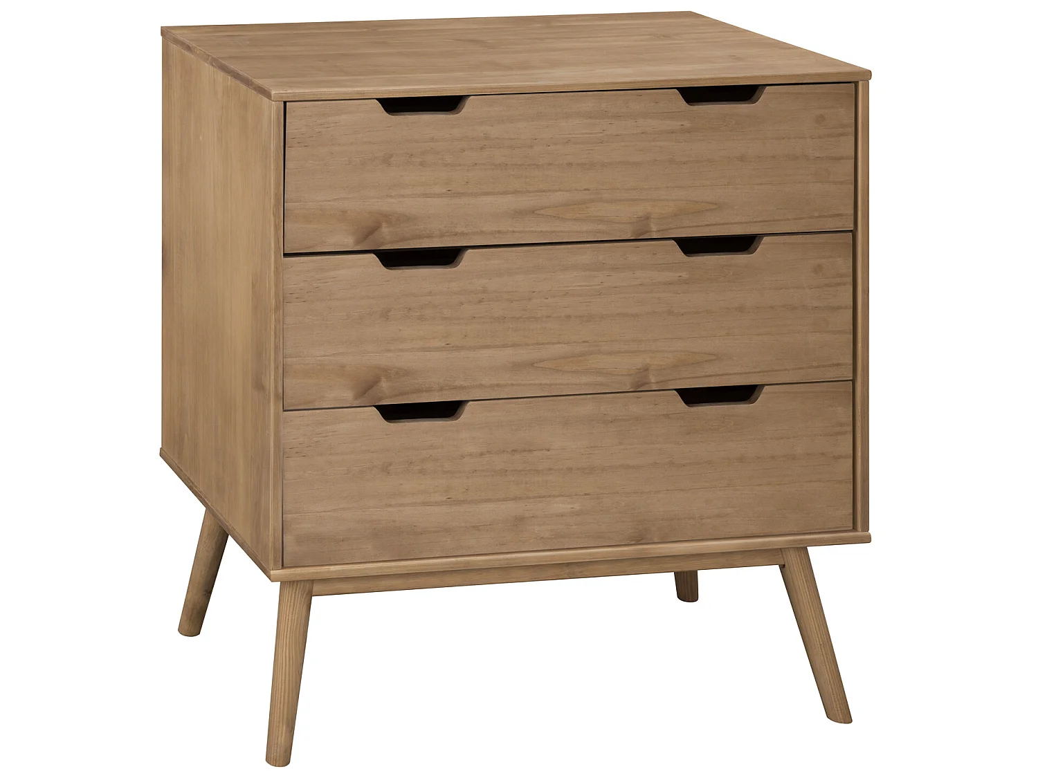 Commode Bali 3 tiroirs, Fabriqué en Bois de pin Massif, glissières métalliques