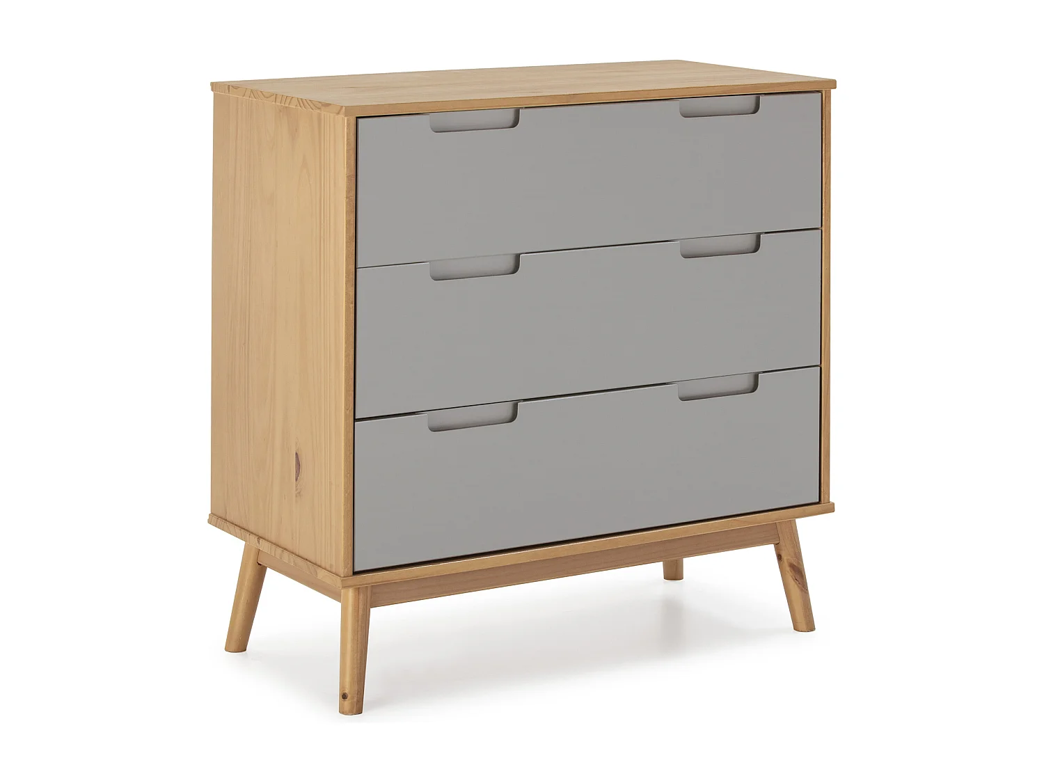 Cómoda de Noche Bruce 3 cajones, Madera Maciza, 80 cm (Ancho) 40 cm (Profundo) 83 cm (Alt.)