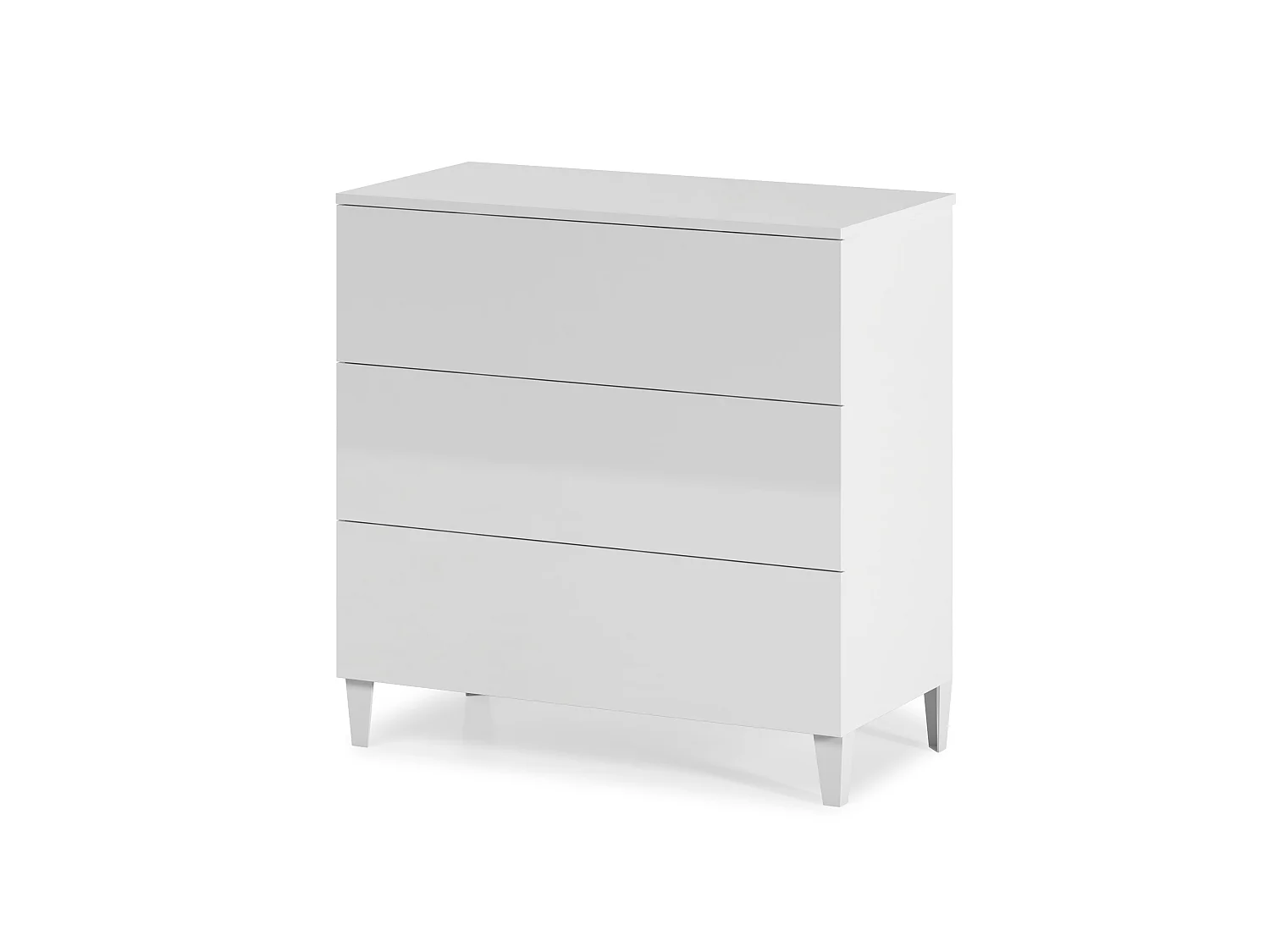 Commode 3 tiroirs Vera Couleur Blanc Brillant, Largeur 80 cm