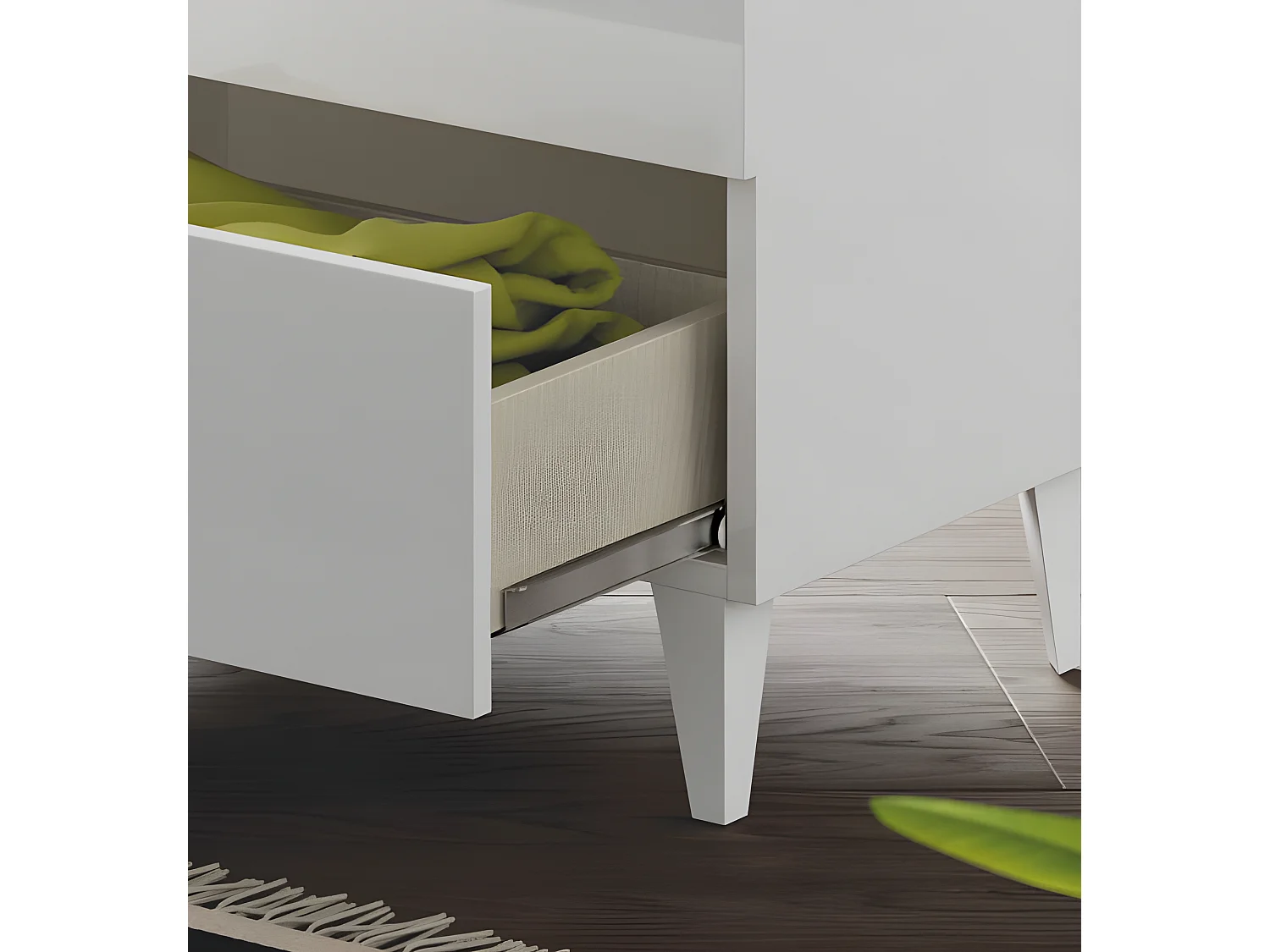 Cômoda de Noite Vera de 3 gavetas Cor Branco Brilhante, 80 cm (Largura) 40 cm (Profundidade)