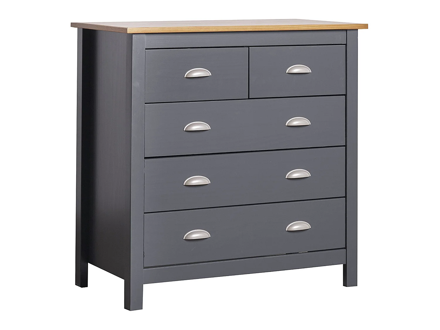 Kommode Jade 5 Schubladen Grau