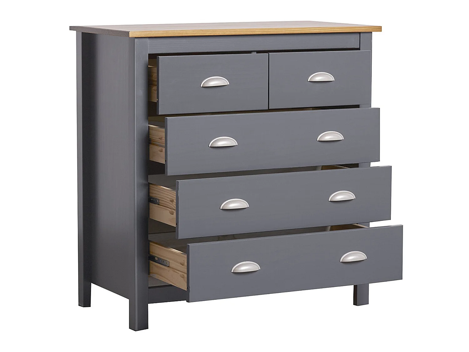 Kommode Jade 5 Schubladen Grau