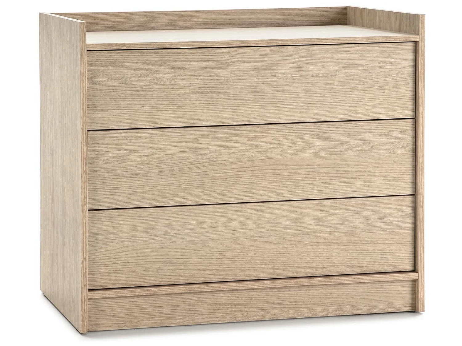 Commode Moscú avec 3 tiroirs, Couleur Chêne, 80 cm Largeur