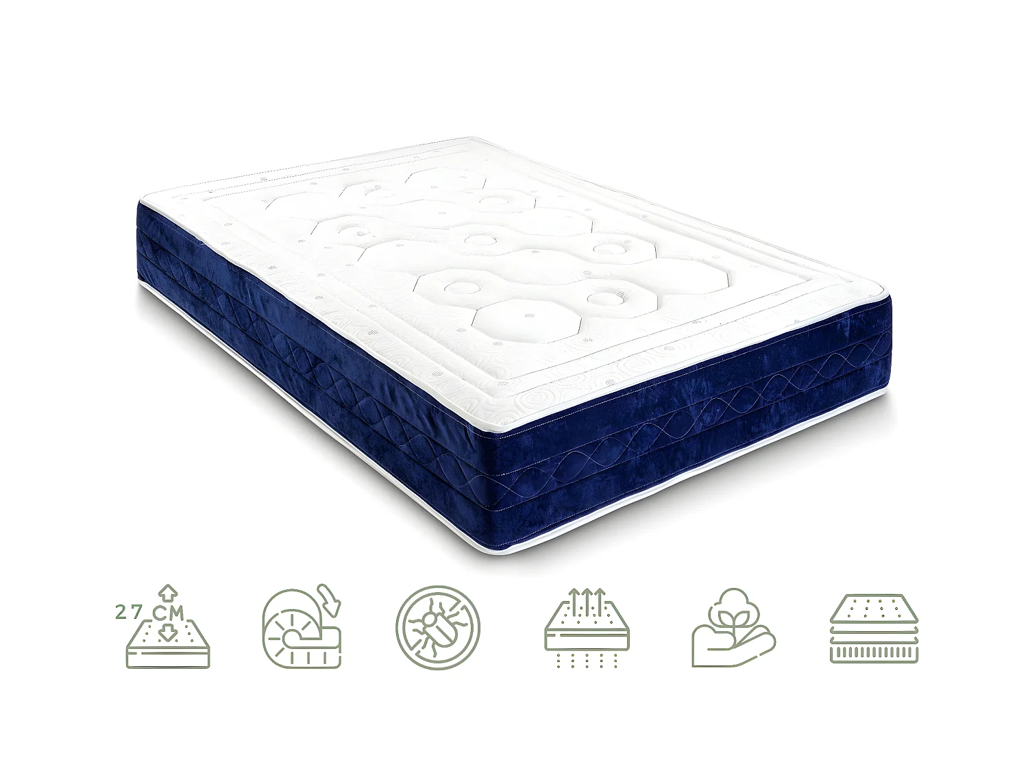 Matelas haute gamme 105x190 à mémoire  total confort - 27 cm - équilibré