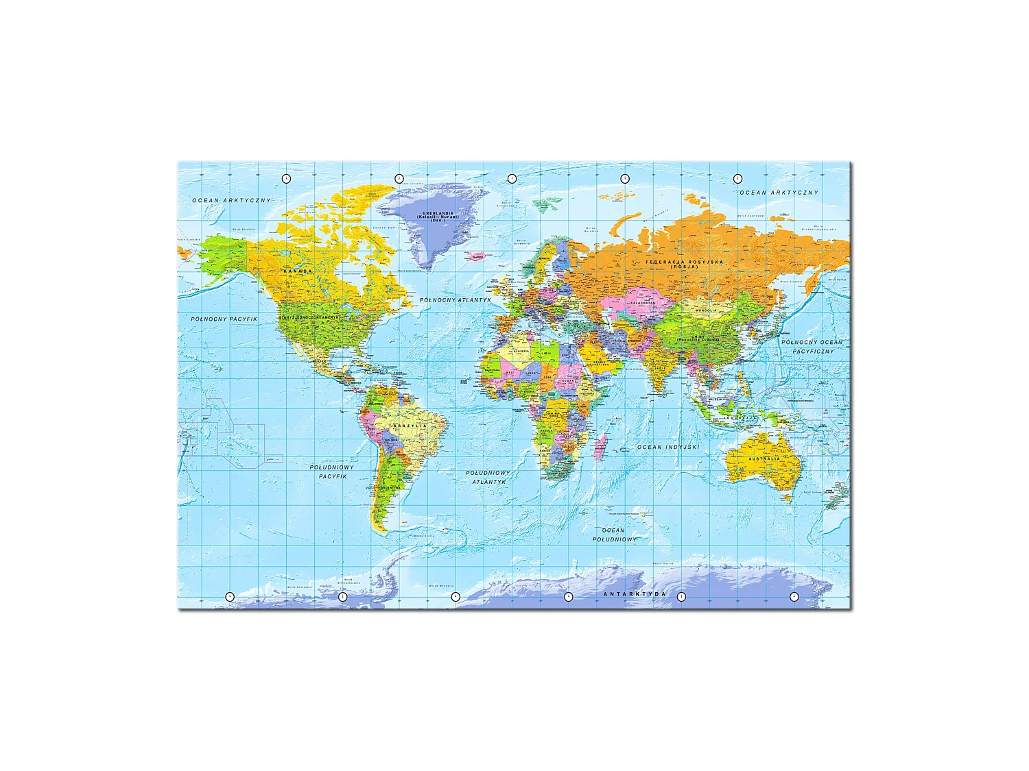 Tableau Carte du monde : Orbis Terrarum (texte polonais) - 120 x 80 cm