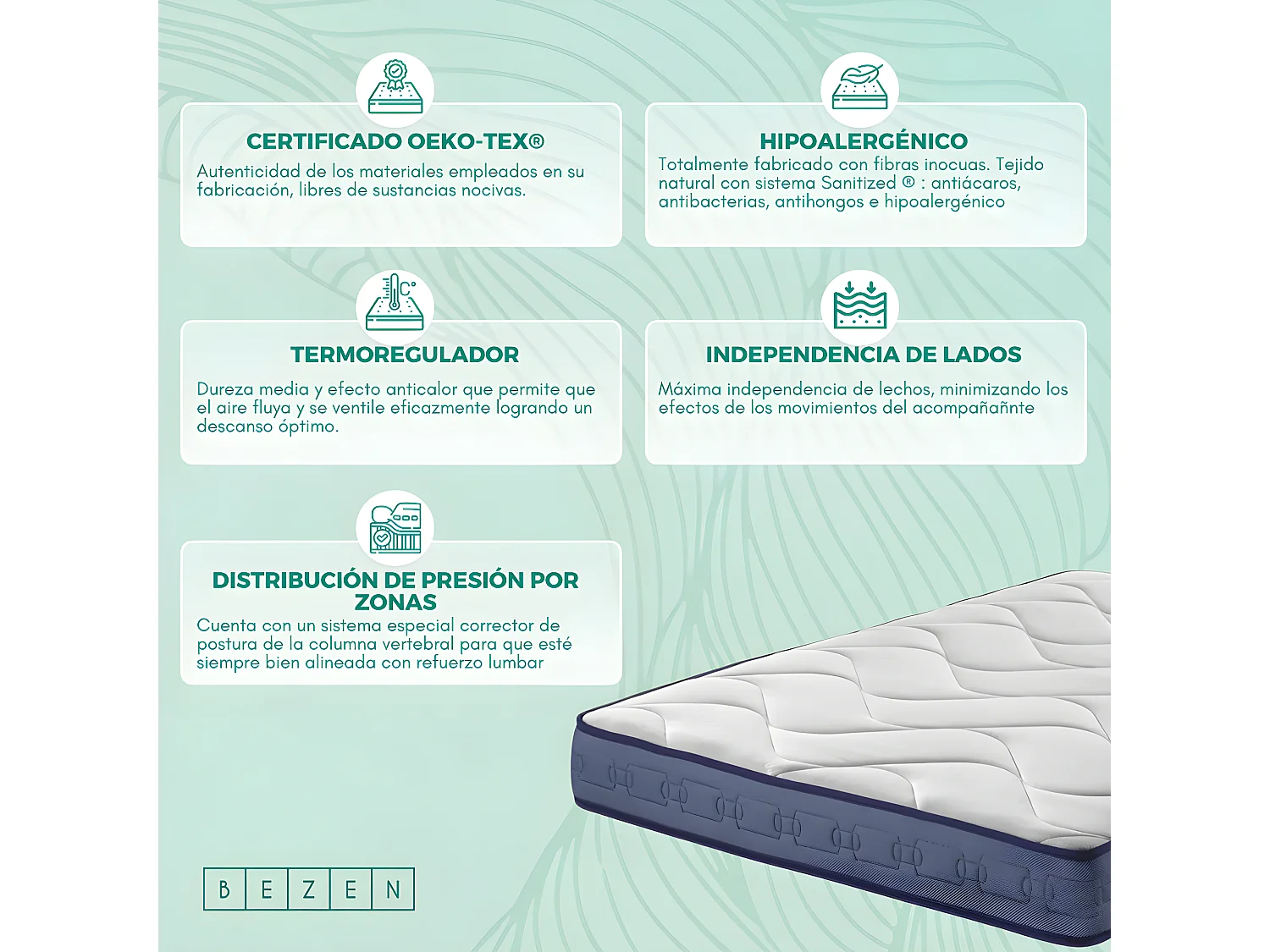 Matelas Latex Gel Plus avec adaptation et régulation thermique Mémoire de forme