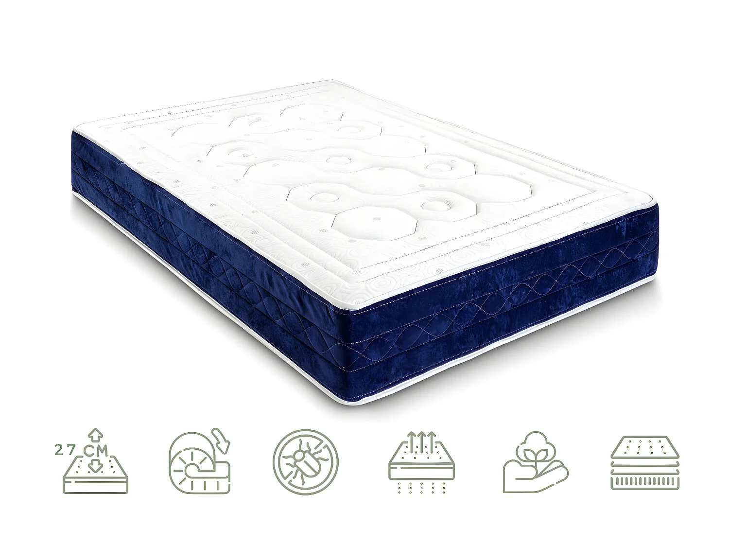 Matelas haute gamme 105x200 à mémoire  total confort - 27 cm - équilibré