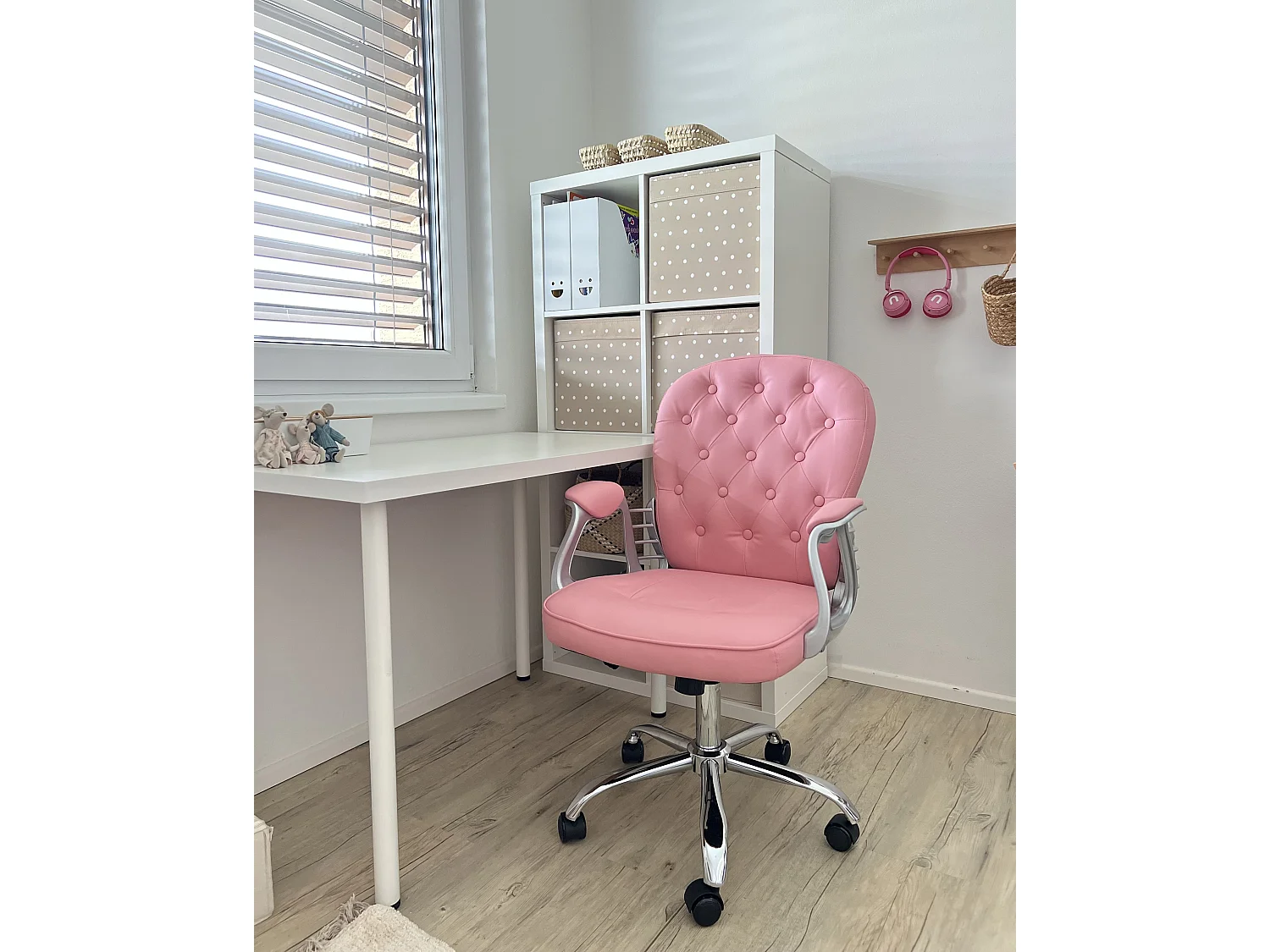Bureaustoel Draaibaar PRINCESS Kunstleer Roze