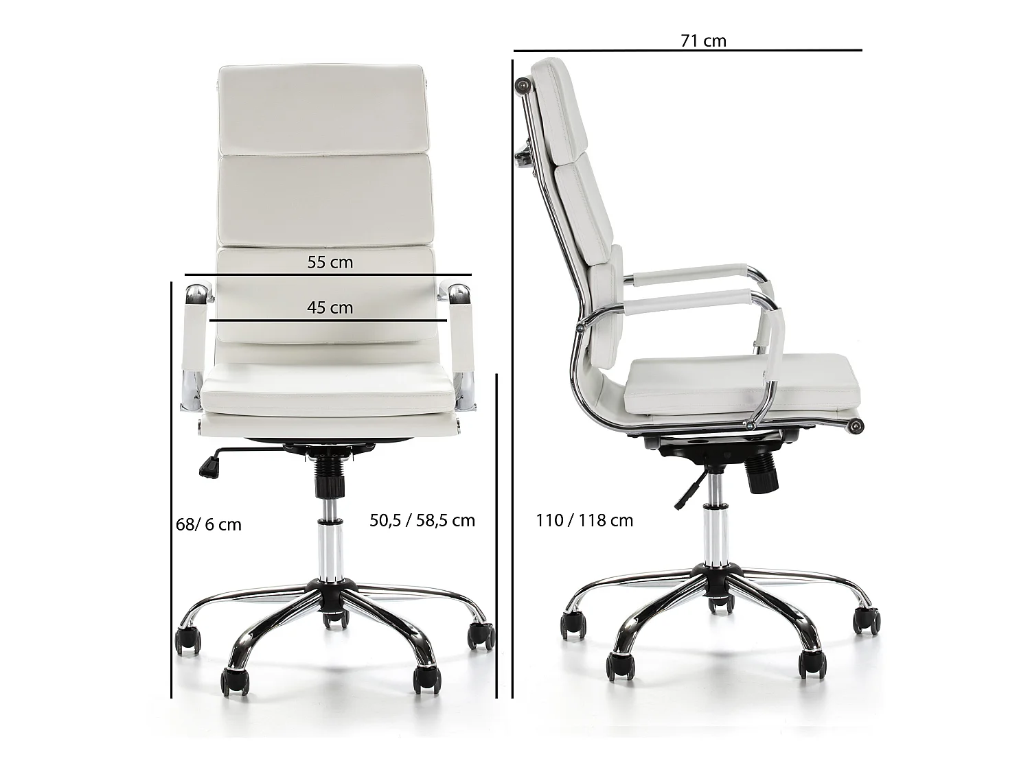 Sillón de Oficina Morgan reclinable Blanco, Piel sintética, Altura Ajustable