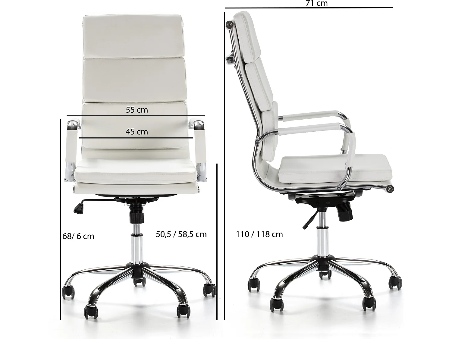 Sillón de Oficina Morgan reclinable Blanco, Piel sintética, Altura Ajustable