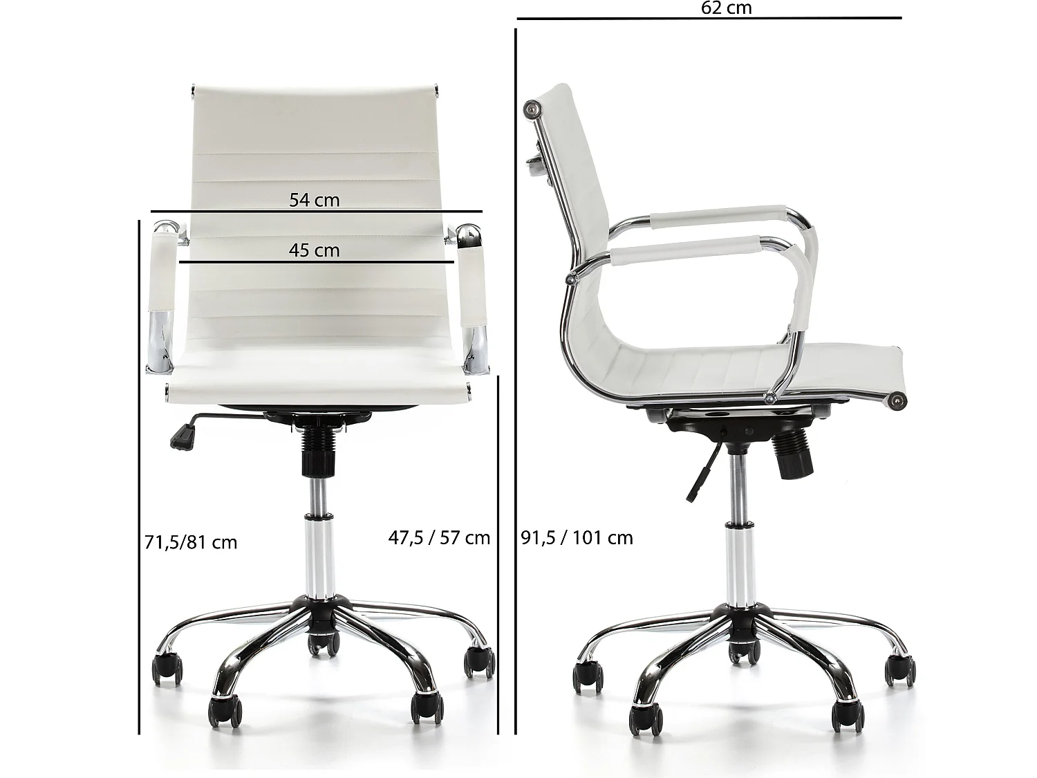 Sedia da Ufficio Croma reclinabile Bianco, Ecopelle, Sedia Executive con poggiatesta e braccioli Imbottiti, Altezza Regolabile, Design ergonomico