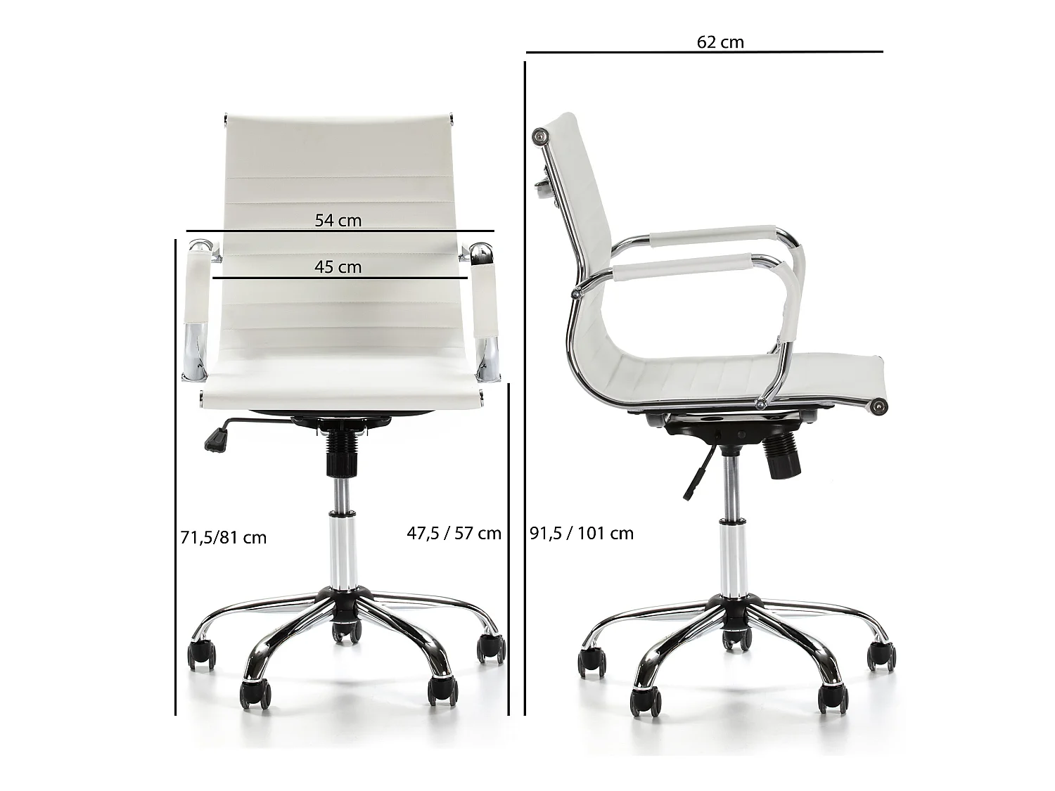 Kantoorstoel Croma verstelbaar Wit, Kunstleer, Verstelbare hoogte