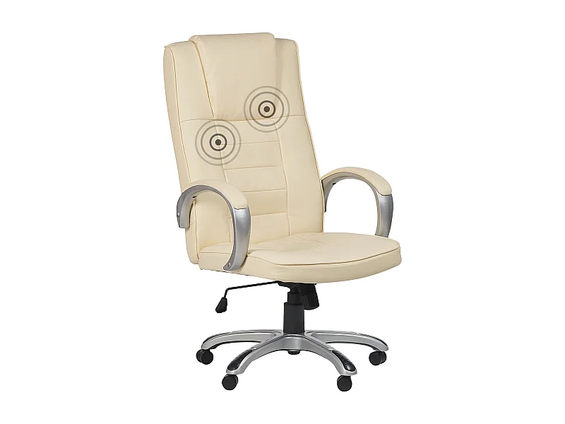 Fauteuil massant avec fonction chauffante GRANDEUR Cuir PU Beige