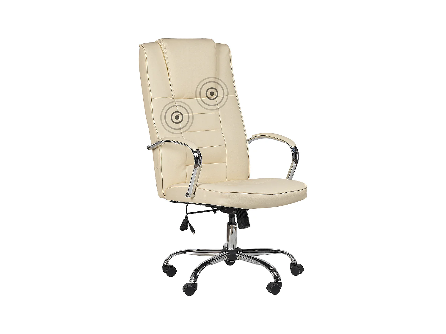 Bequemer Chefsessel Massagefunktion Heizfunktion Kunstleder beige Grandeur