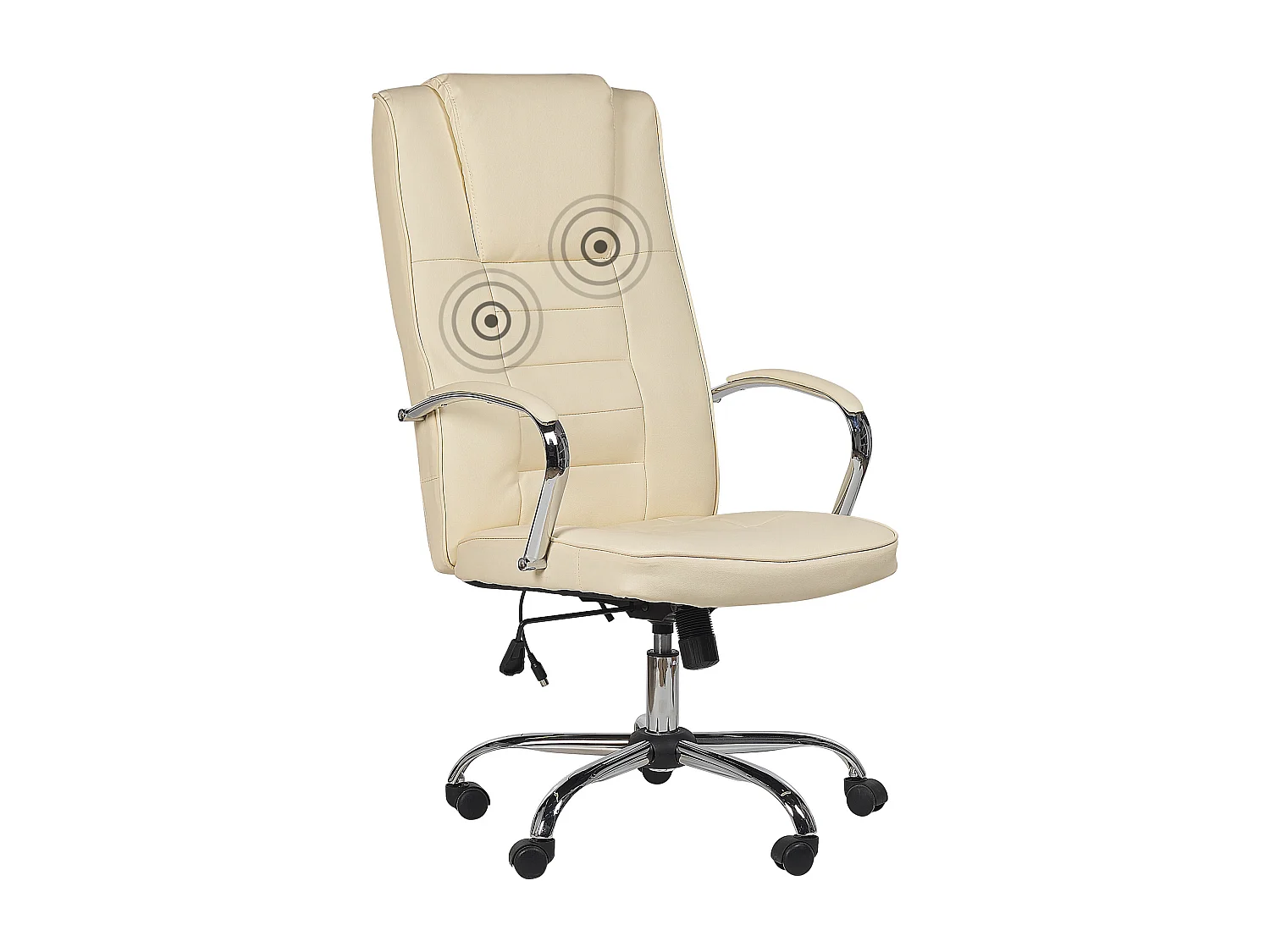 Bequemer Chefsessel Massagefunktion Heizfunktion Kunstleder beige Grandeur
