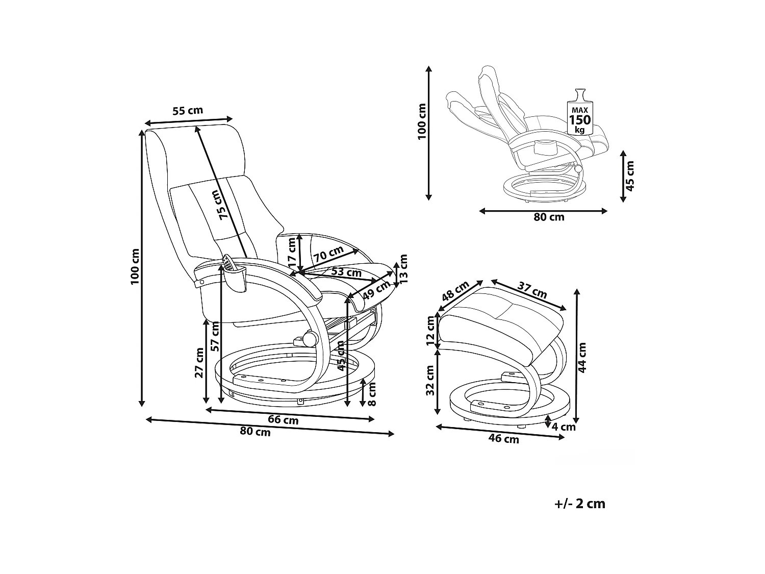 Fauteuil massant FORCE Cuir PU Beige sable